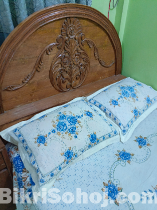 Bed & Side Table (সেগুন কাঠের খাট ও টেবিল)